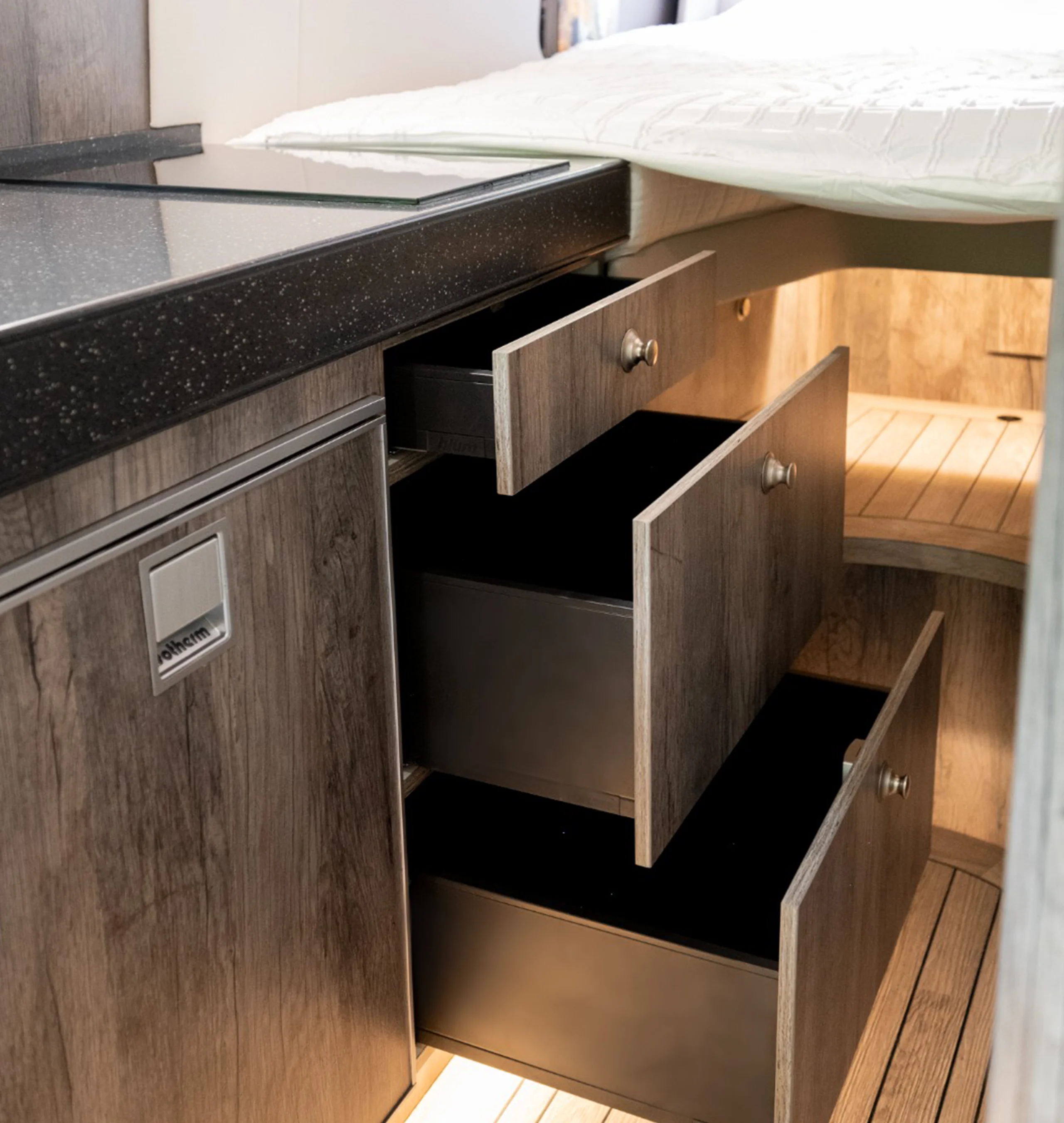 Yacht-inspired campervan interior detail